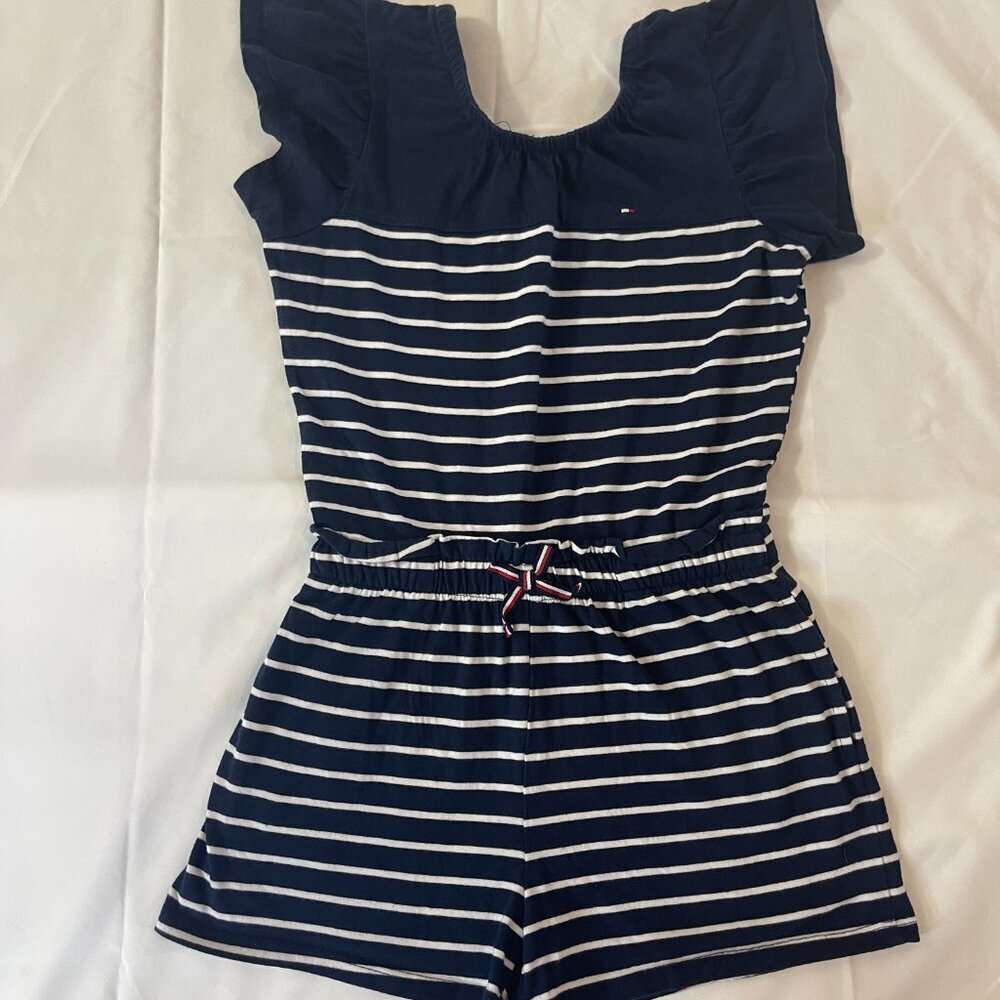 Tommy Hilfiger. Girls' jumpsuit size M (8/10). Striped in blue. Made in China. - Picture 2 of 7
